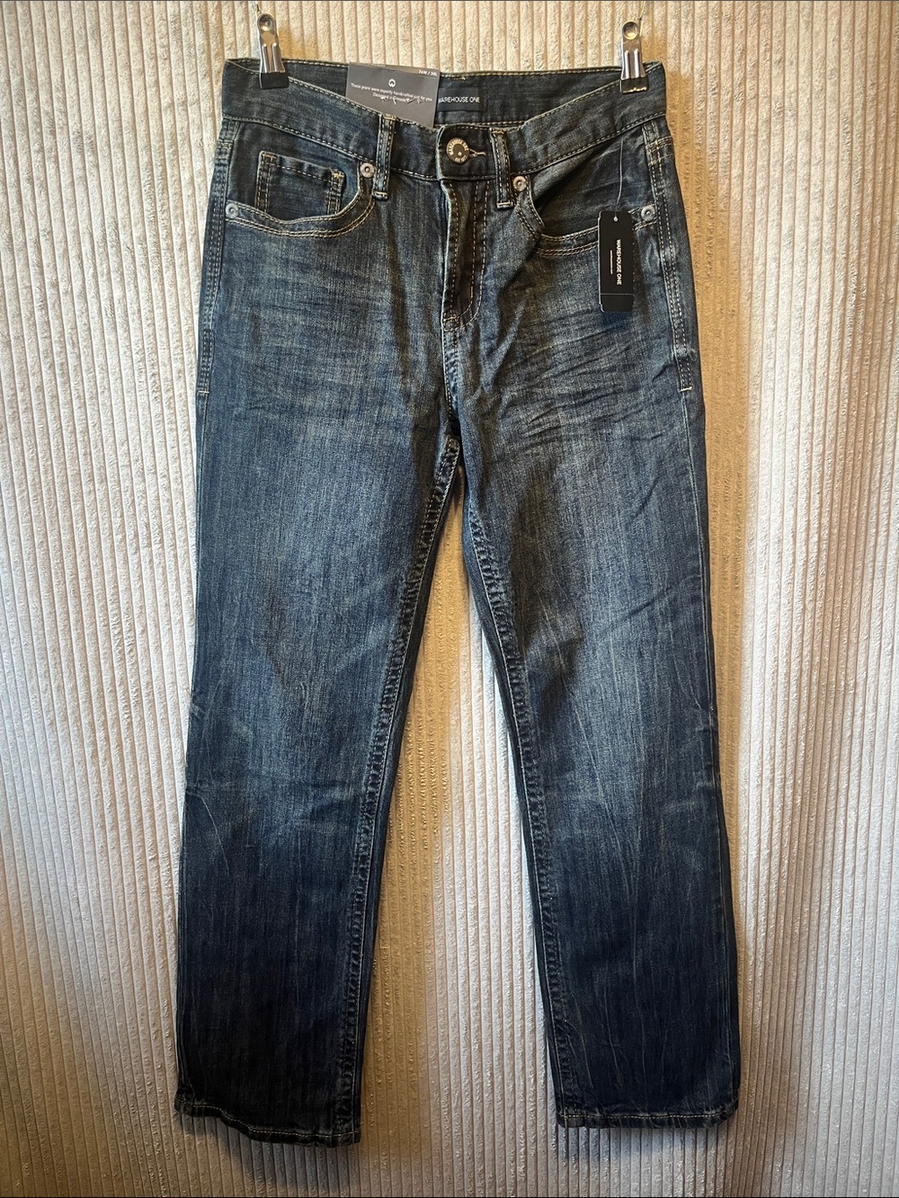 Men's Warehouse One Straight Jeans in Washed Dark Blue 26W/30L